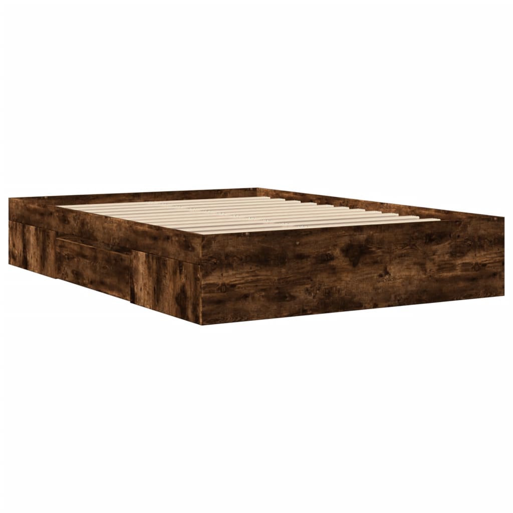 Modern Wooden Double Size 135cm Bed Frame Base With Drawers & Storage Compartments