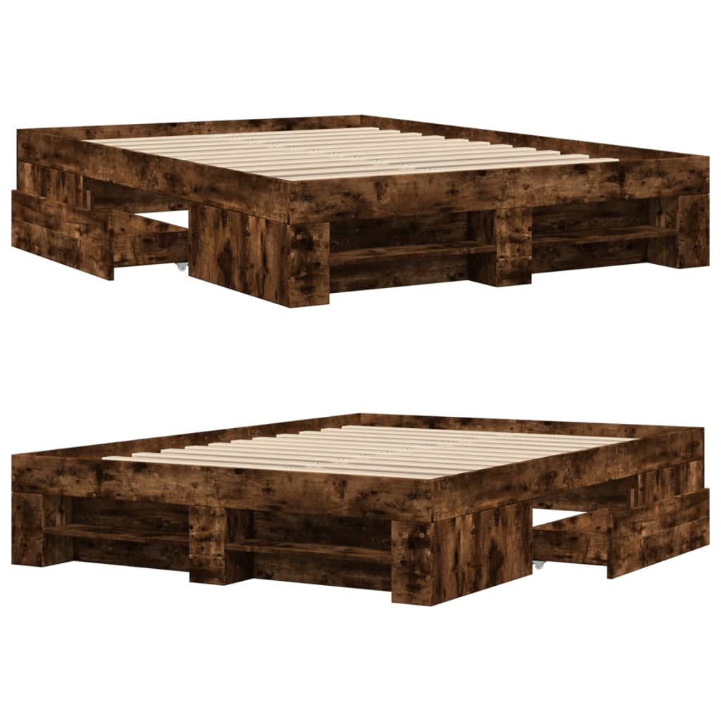 Modern Wooden Double Size 135cm Bed Frame Base With Drawers & Storage Compartments