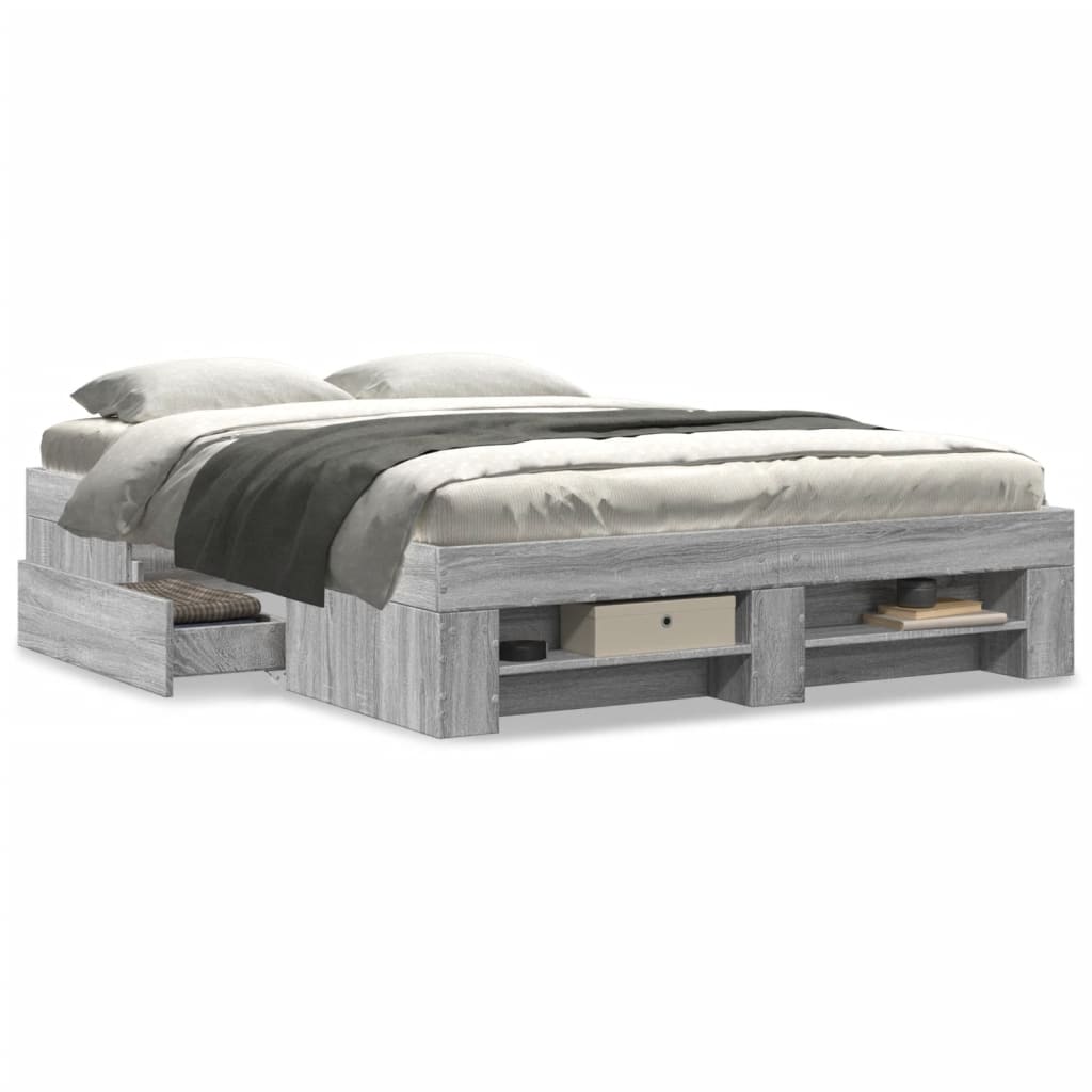 Modern Wooden Double Size 135cm Bed Frame Base With Drawers & Storage Compartments