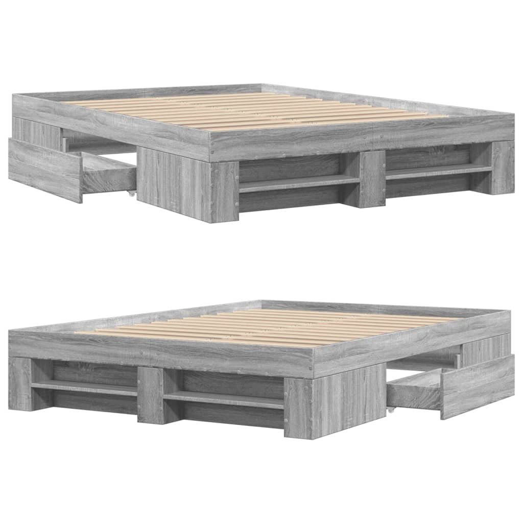 Modern Wooden Double Size 135cm Bed Frame Base With Drawers & Storage Compartments
