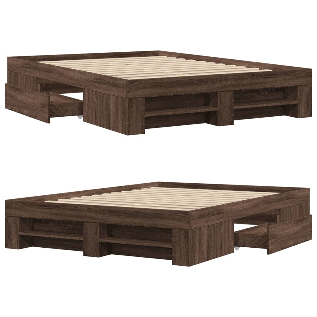 Modern Wooden Double Size 135cm Bed Frame Base With Drawers & Storage Compartments