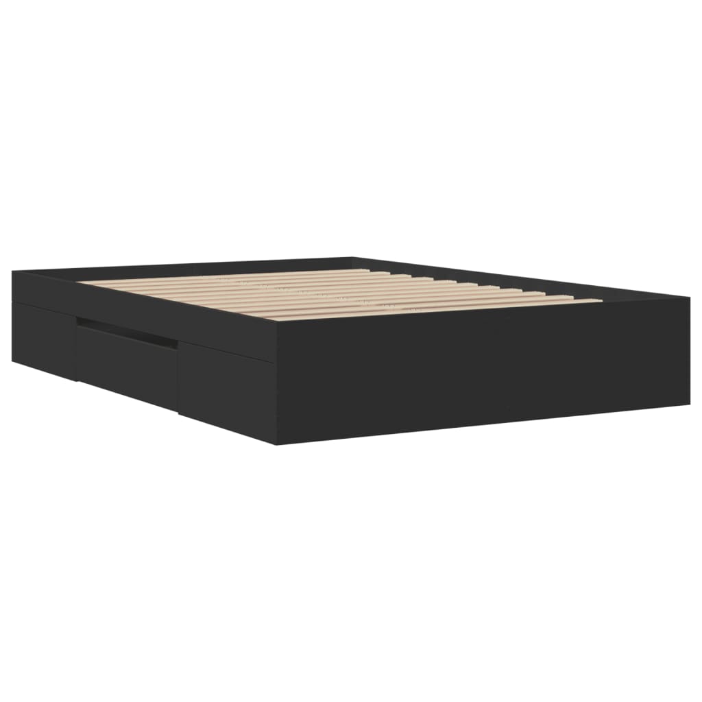 Bed Frame without Mattress Black 120x190 cm Small Double Engineered Wood