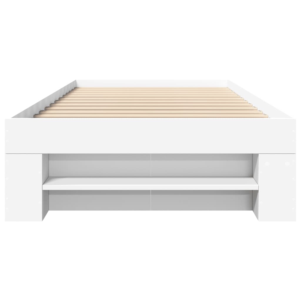 Modern Wooden Single Size 90cm Bed Frame Base With Storage Drawer & Open Compartments