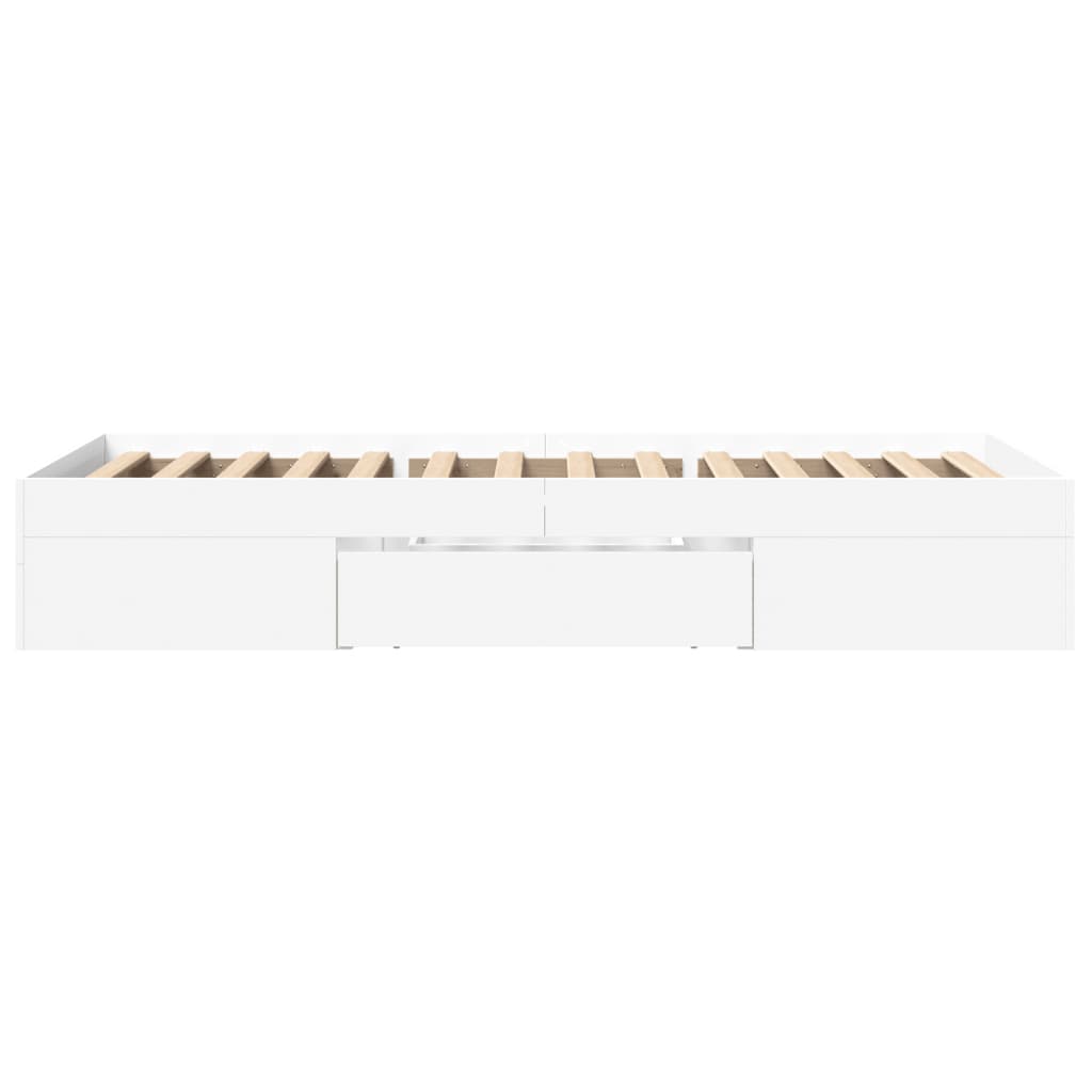 Modern Wooden Single Size 90cm Bed Frame Base With Storage Drawer & Open Compartments