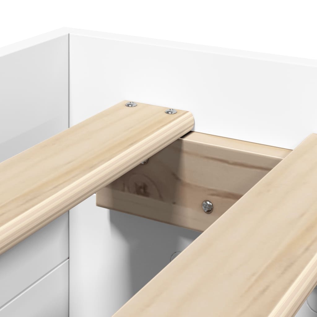 Modern Wooden Single Size 90cm Bed Frame Base With Storage Drawer & Open Compartments