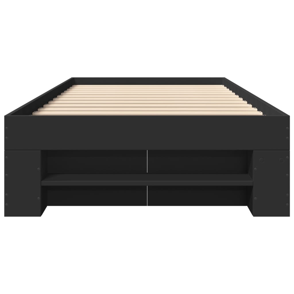 Modern Wooden Single Size 90cm Bed Frame Base With Storage Drawer & Open Compartments