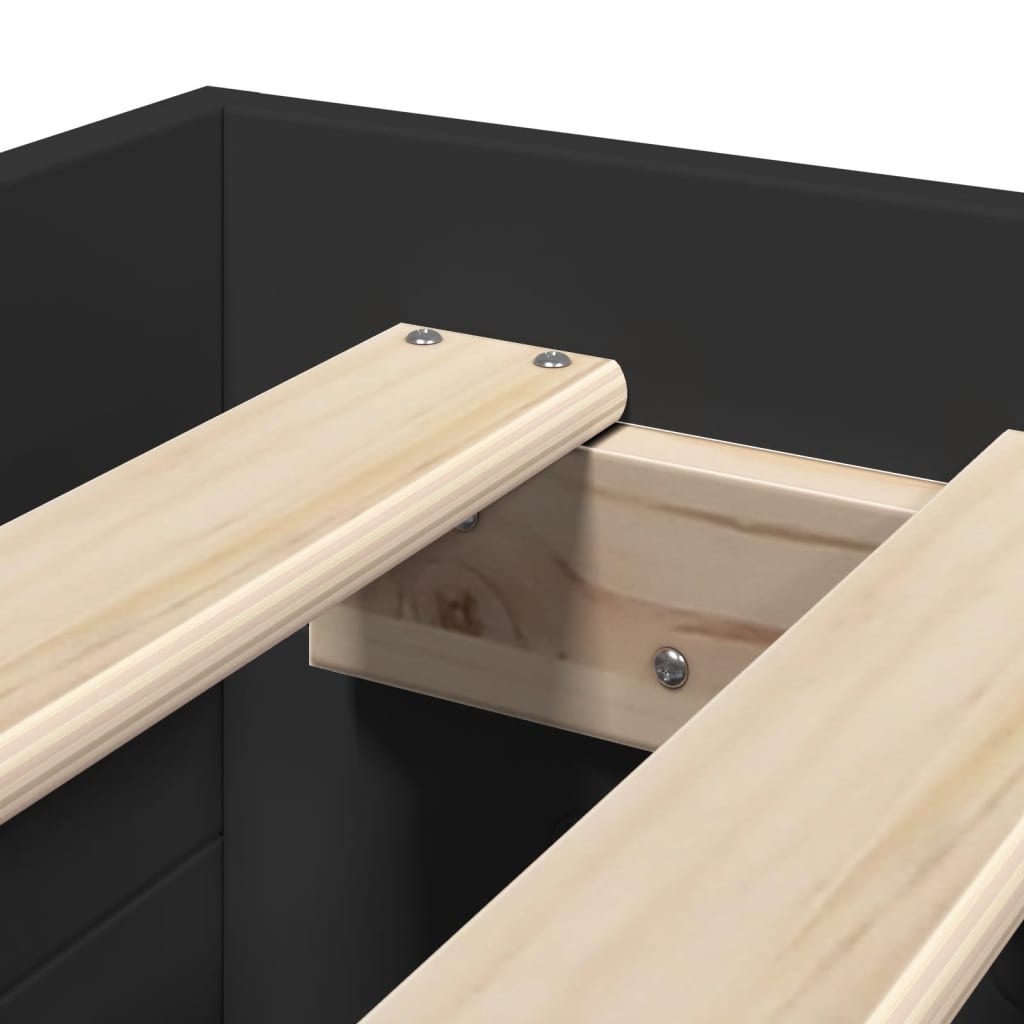 Modern Wooden Single Size 90cm Bed Frame Base With Storage Drawer & Open Compartments