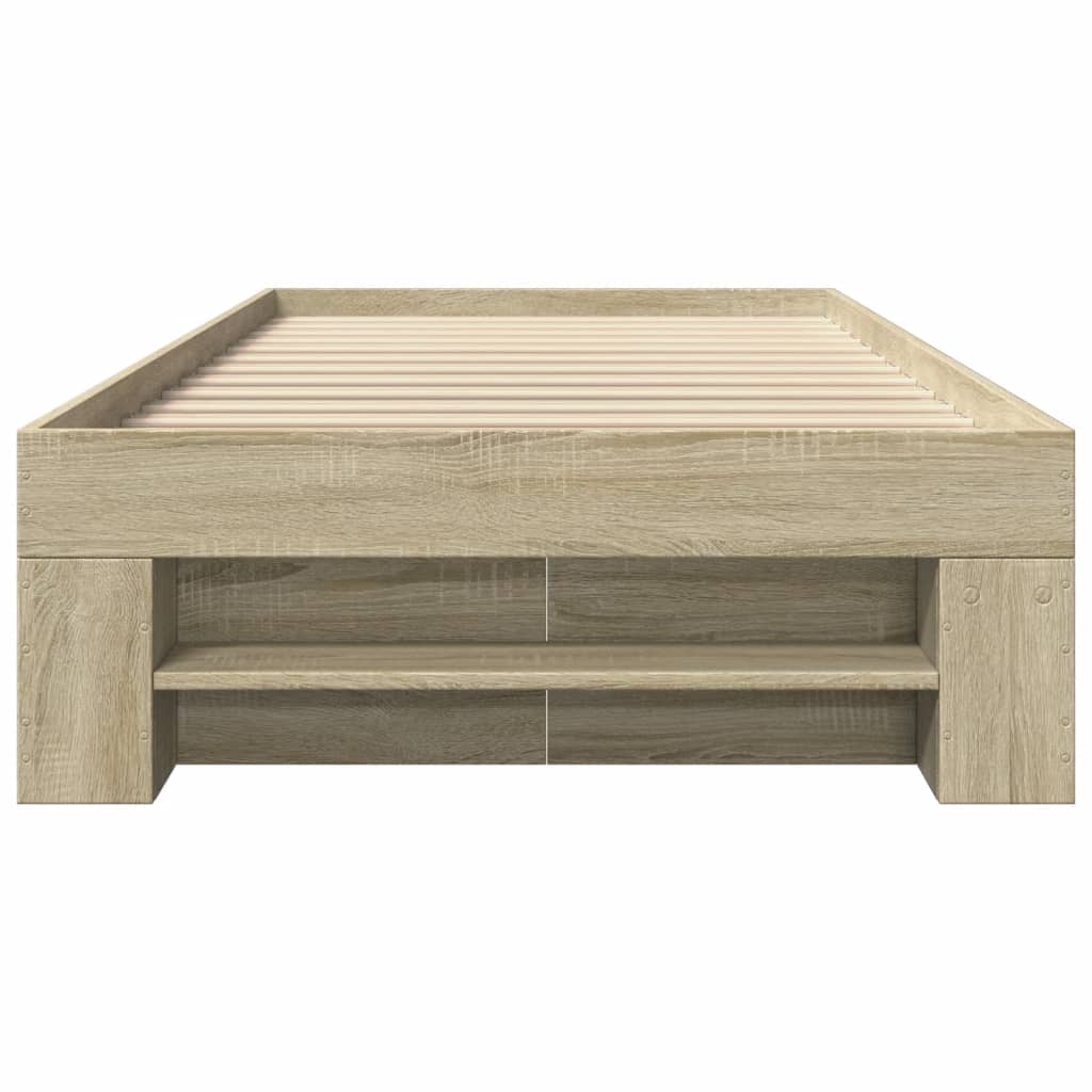 Modern Wooden Single Size 90cm Bed Frame Base With Storage Drawer & Open Compartments