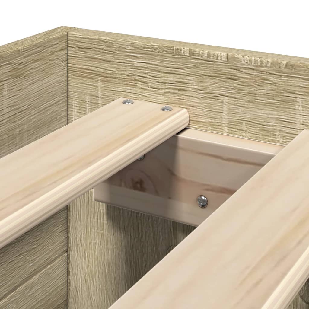 Modern Wooden Single Size 90cm Bed Frame Base With Storage Drawer & Open Compartments