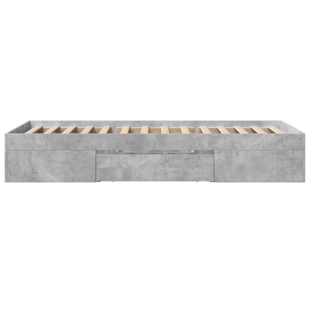 Modern Wooden Single Size 90cm Bed Frame Base With Storage Drawer & Open Compartments