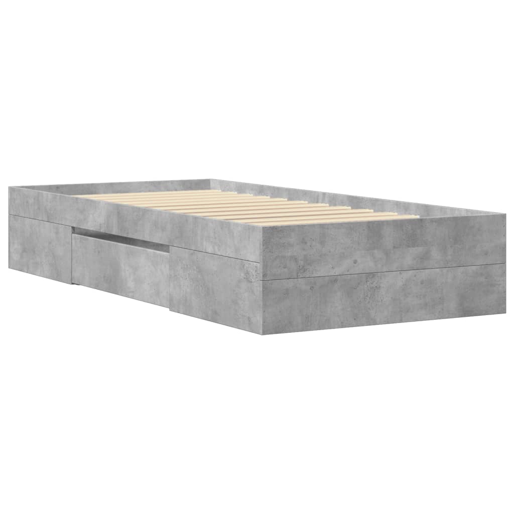 Bed Frame without Mattress Concrete Grey 90x190cm Engineered Wood