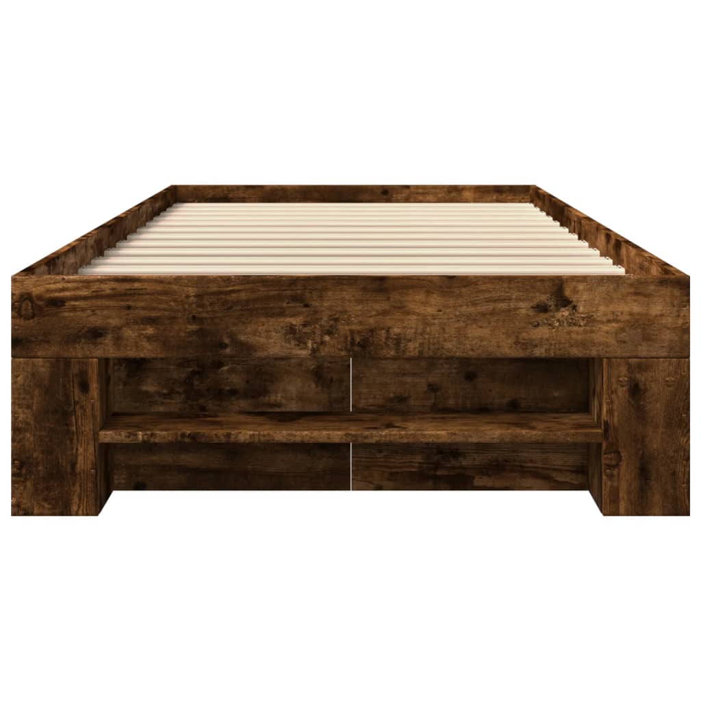 Modern Wooden Single Size 90cm Bed Frame Base With Storage Drawer & Open Compartments