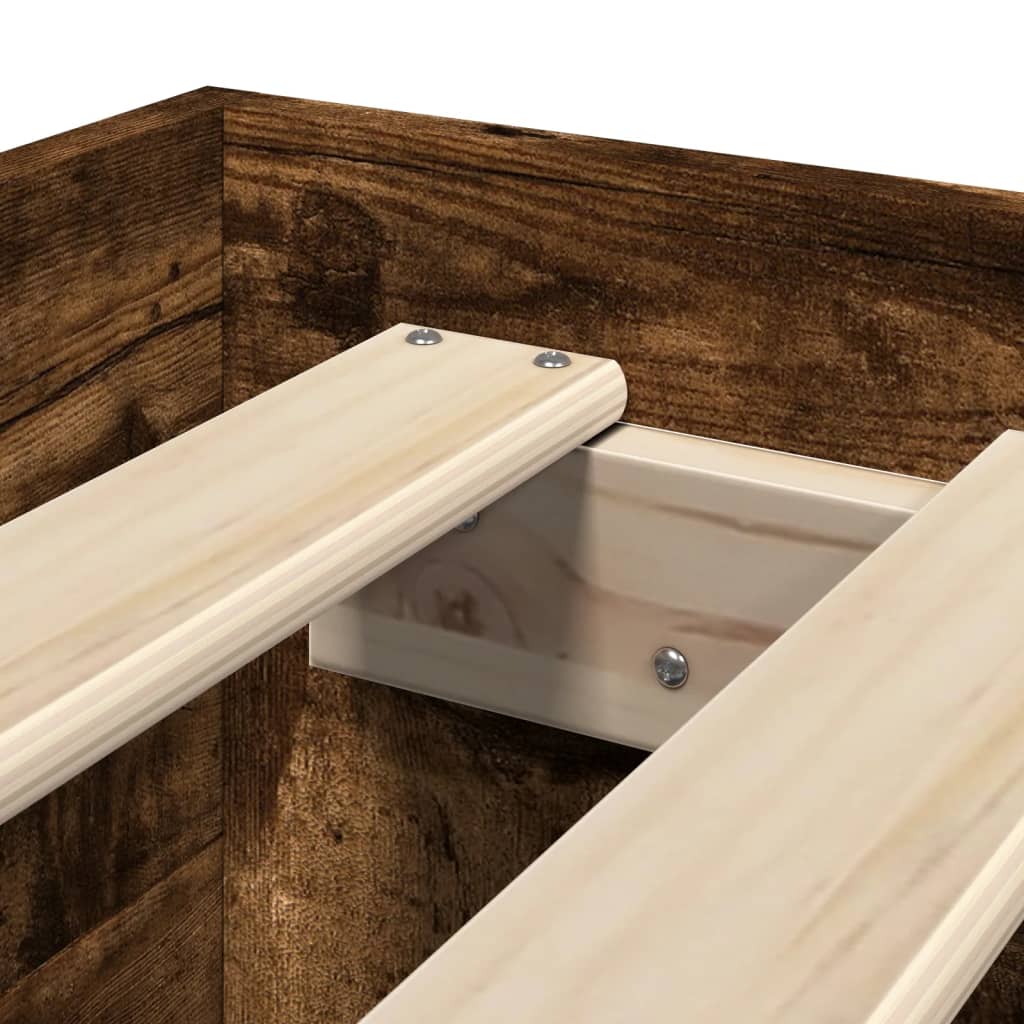 Modern Wooden Single Size 90cm Bed Frame Base With Storage Drawer & Open Compartments