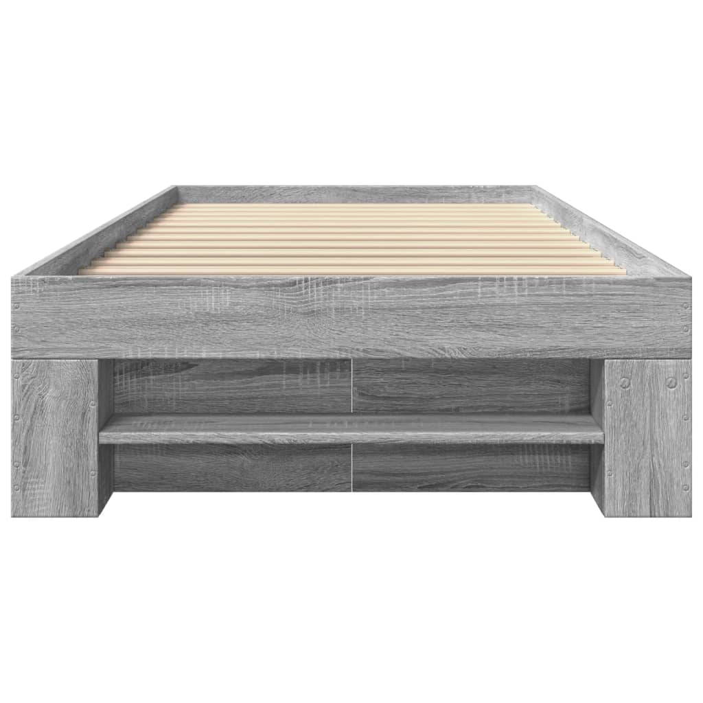 Modern Wooden Single Size 90cm Bed Frame Base With Storage Drawer & Open Compartments