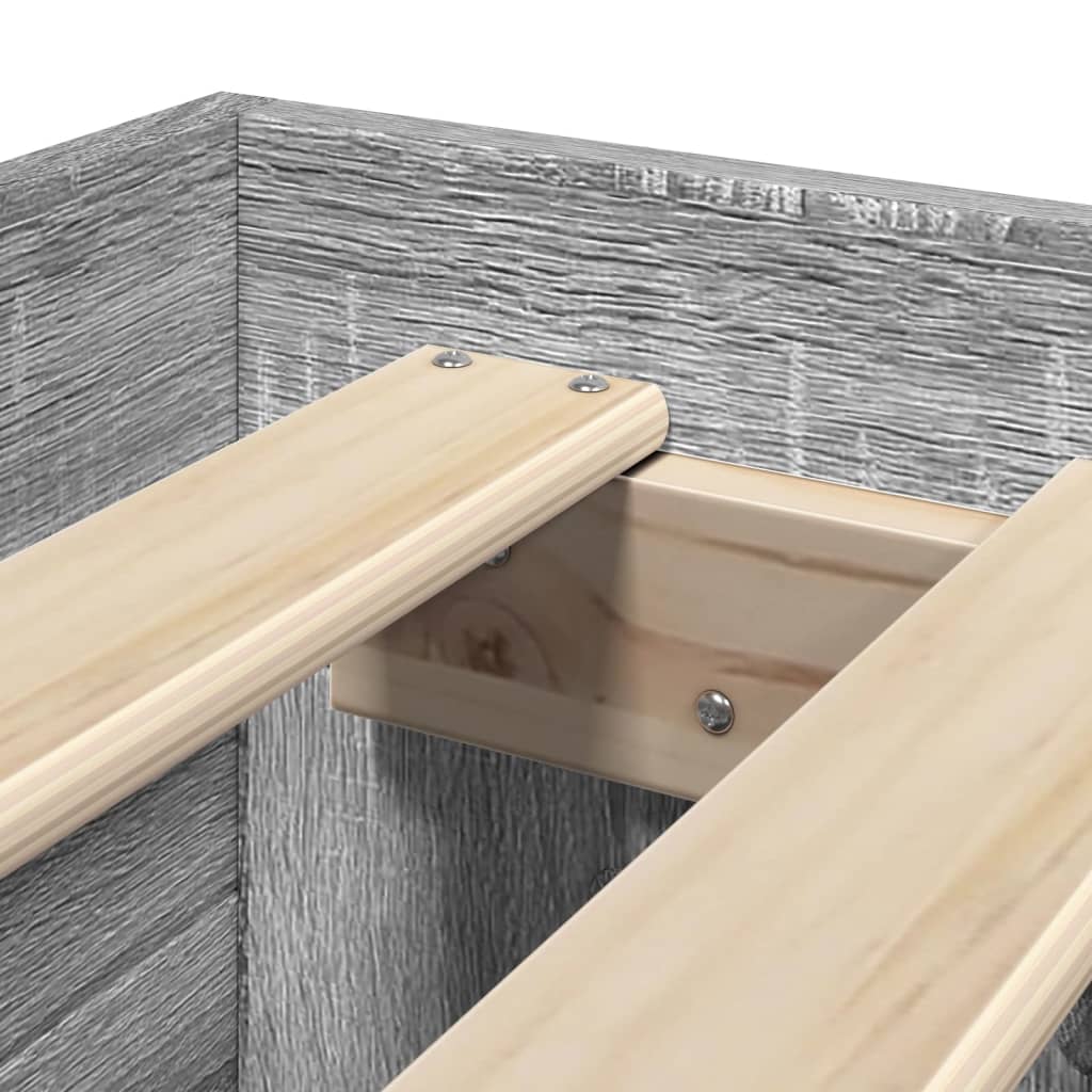 Modern Wooden Single Size 90cm Bed Frame Base With Storage Drawer & Open Compartments