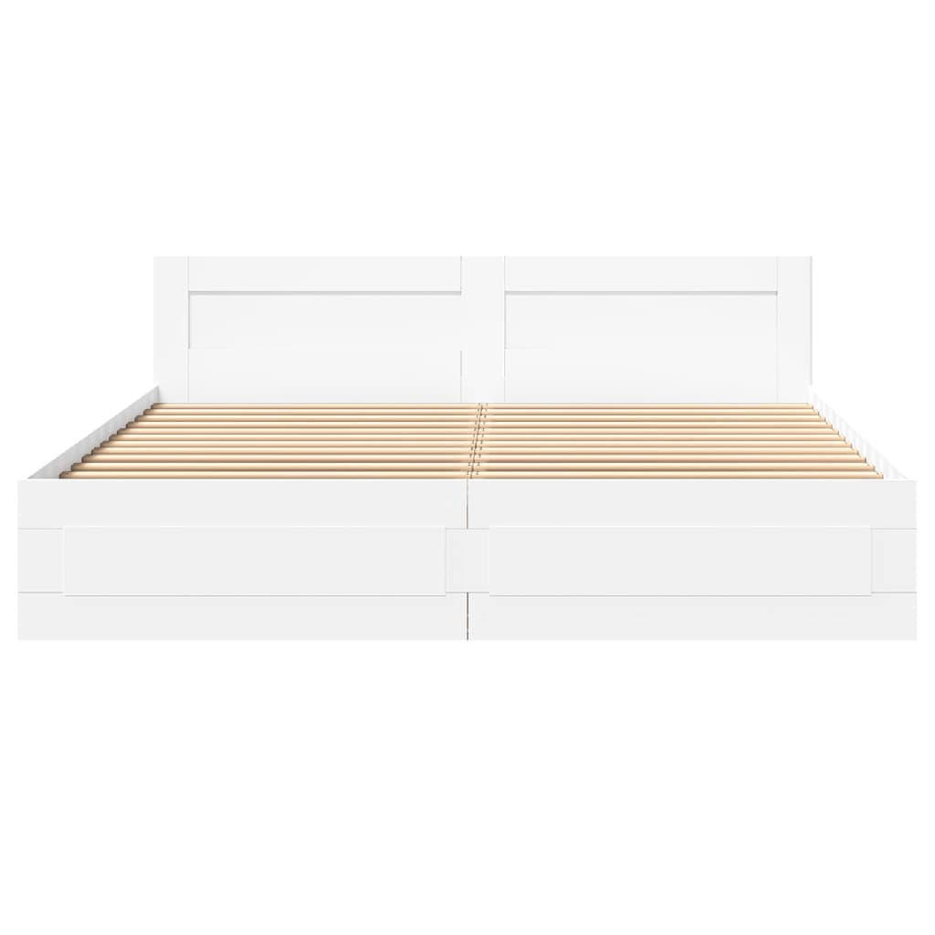 Modern Wooden Emperor Size 2m Bed Frame Base With Headboard & Storage Drawers