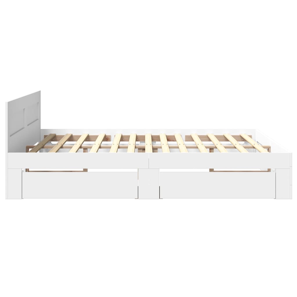 Modern Wooden Emperor Size 2m Bed Frame Base With Headboard & Storage Drawers