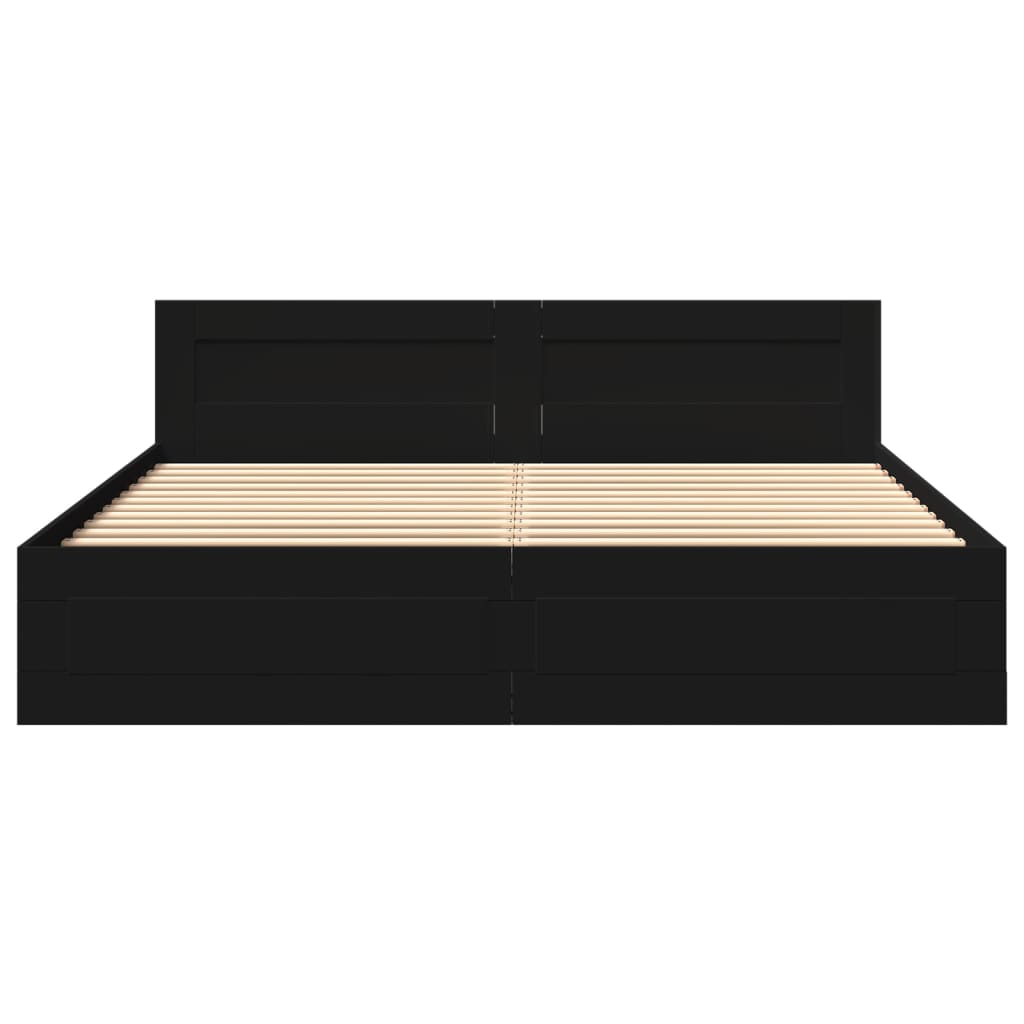 Modern Wooden Emperor Size 2m Bed Frame Base With Headboard & Storage Drawers