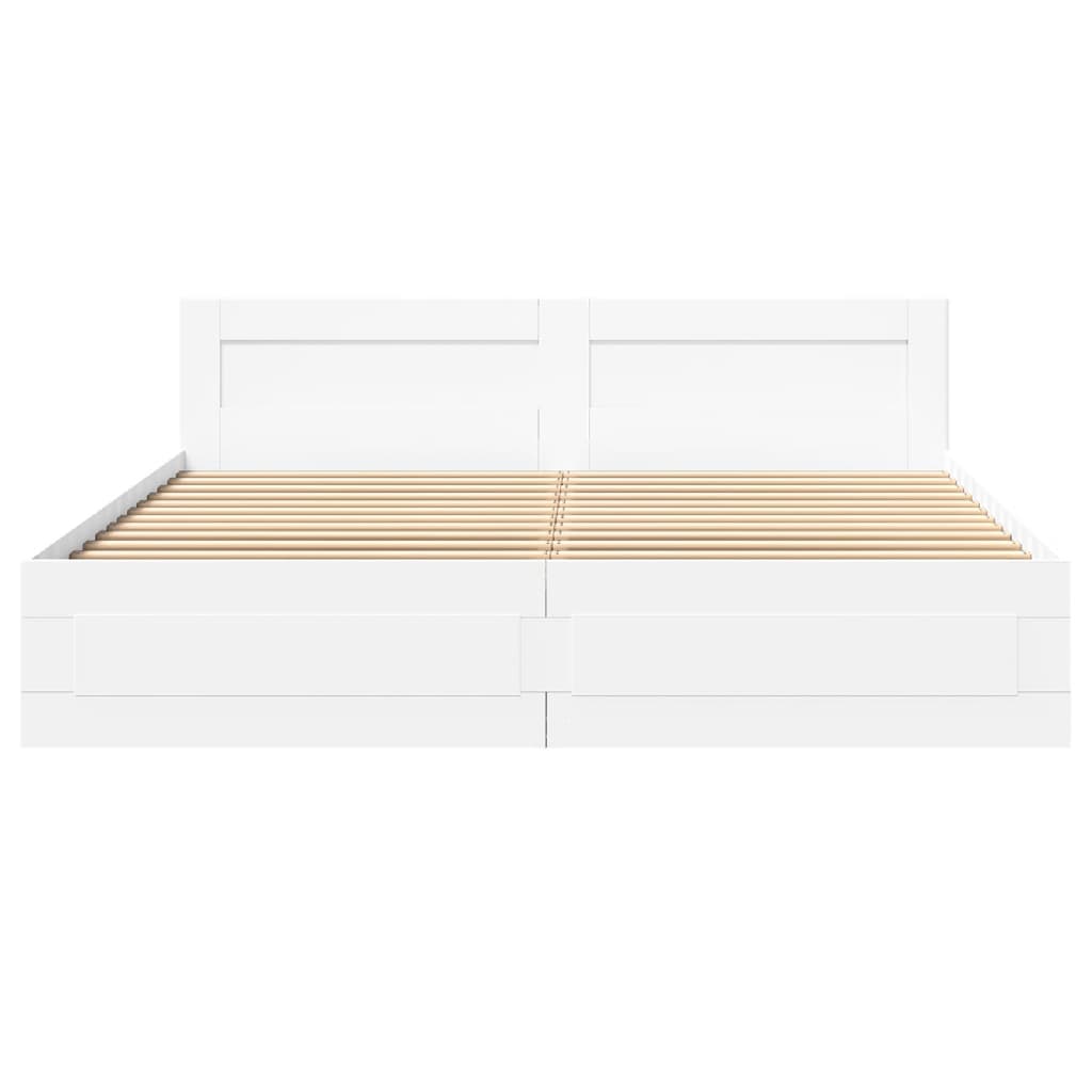 Modern Wooden Super King Size 180cm Bed Frame Base With Headboard & Drawers