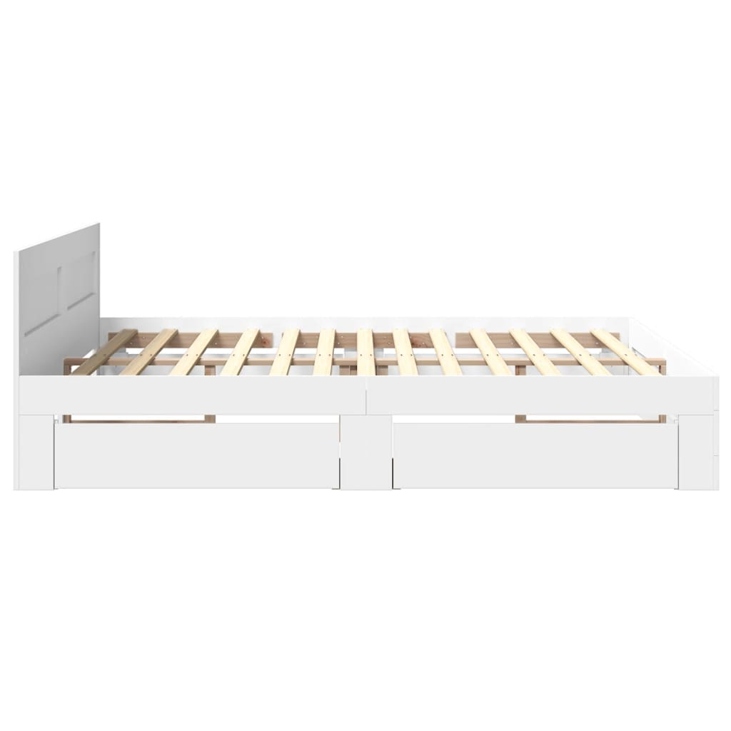 Modern Wooden Super King Size 180cm Bed Frame Base With Headboard & Drawers