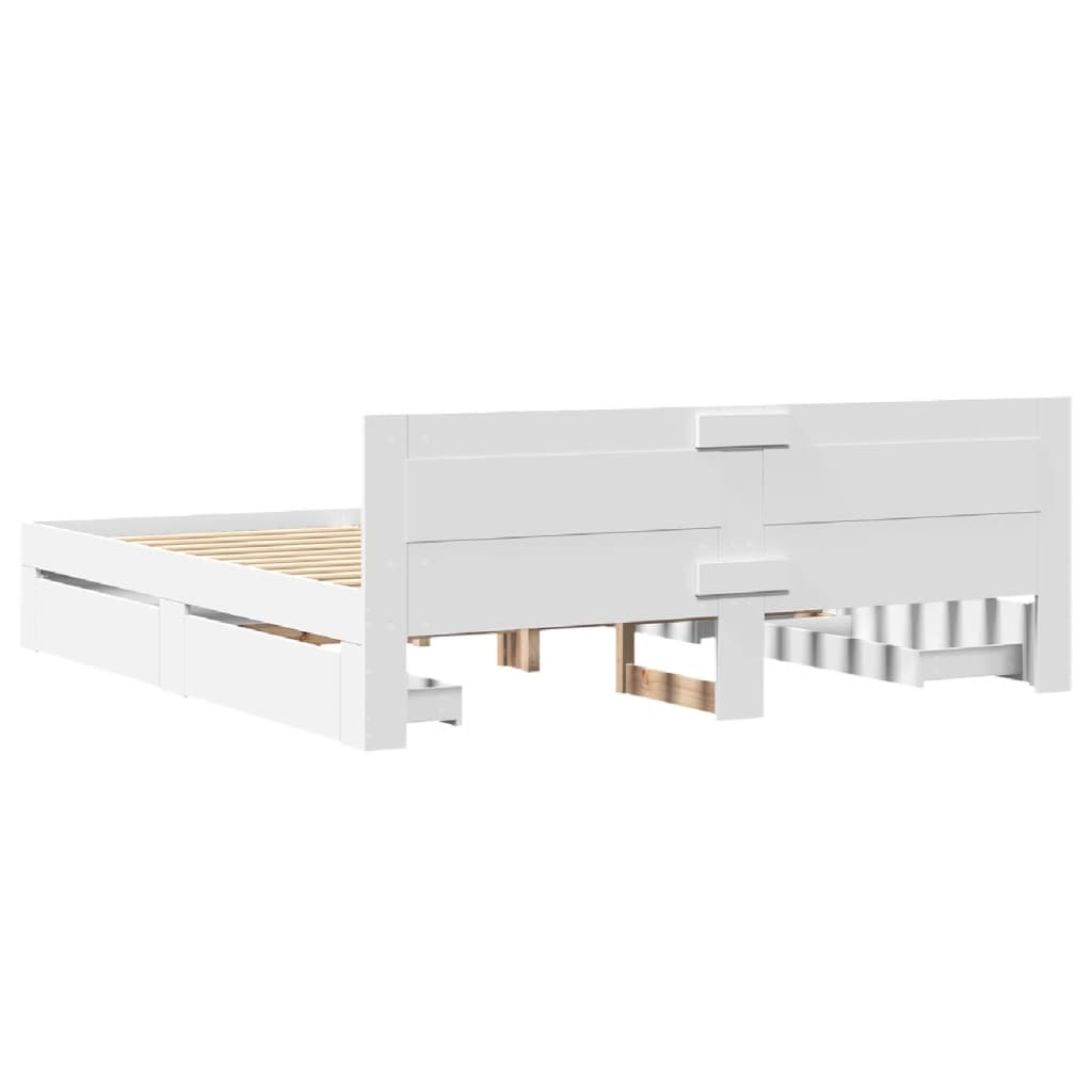 Modern Wooden Super King Size 180cm Bed Frame Base With Headboard & Drawers