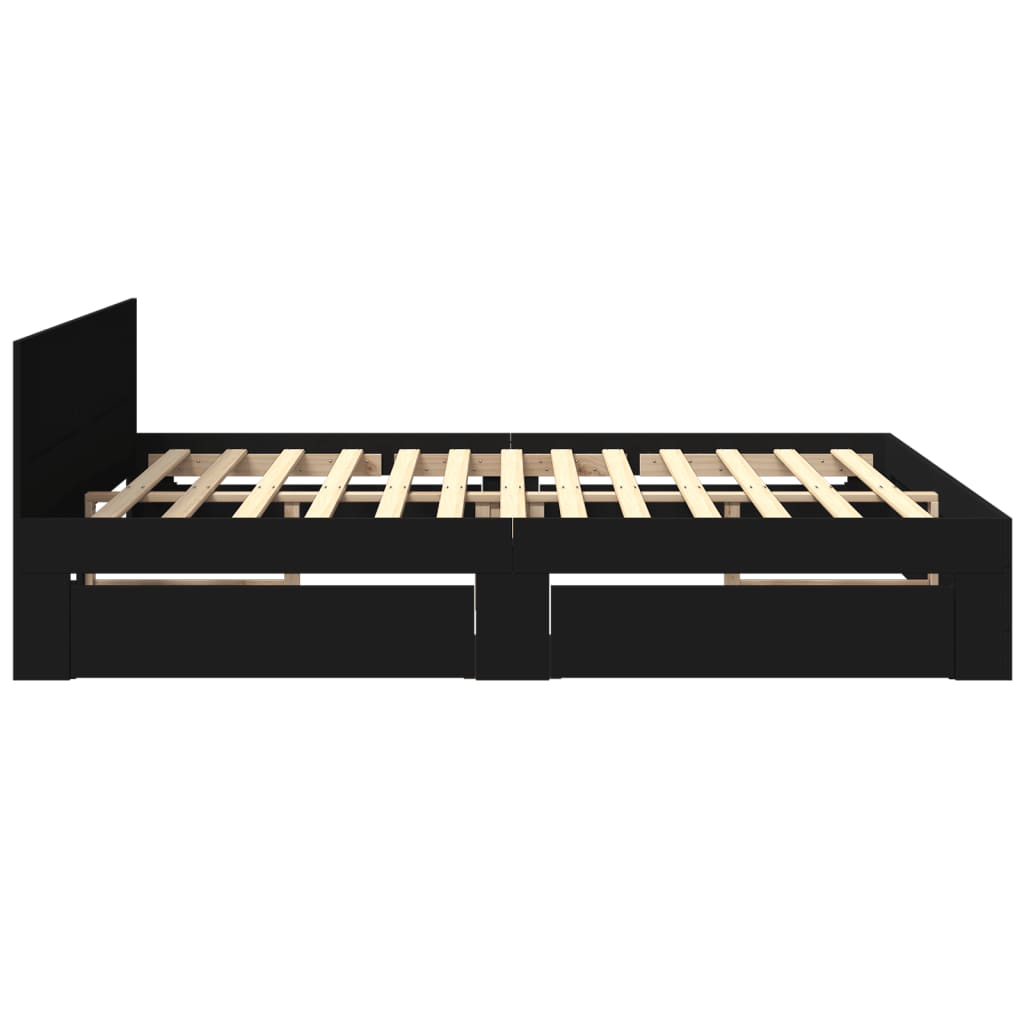 Modern Wooden Super King Size 180cm Bed Frame Base With Headboard & Drawers