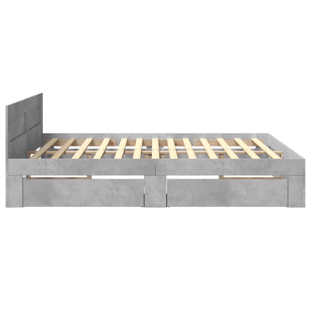 Modern Wooden Super King Size 180cm Bed Frame Base With Headboard & Drawers