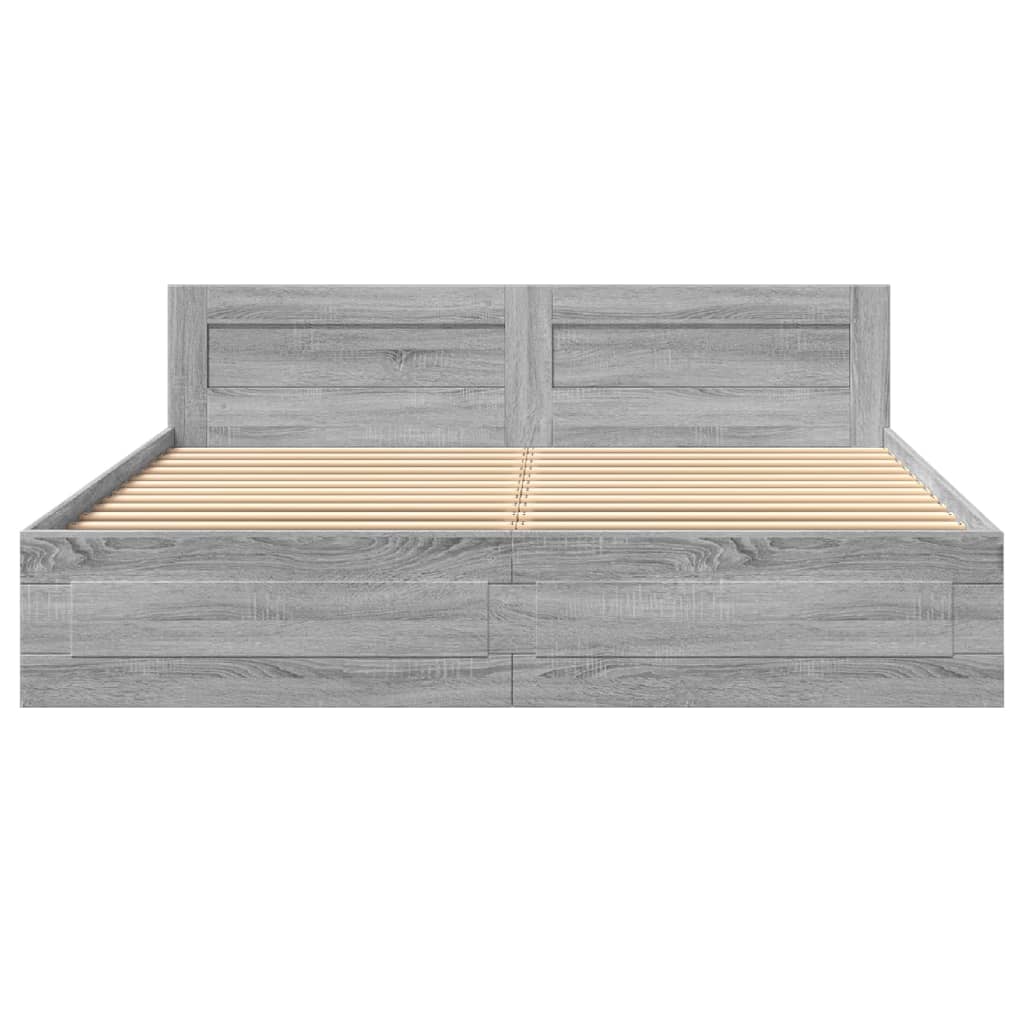 Modern Wooden Super King Size 180cm Bed Frame Base With Headboard & Drawers
