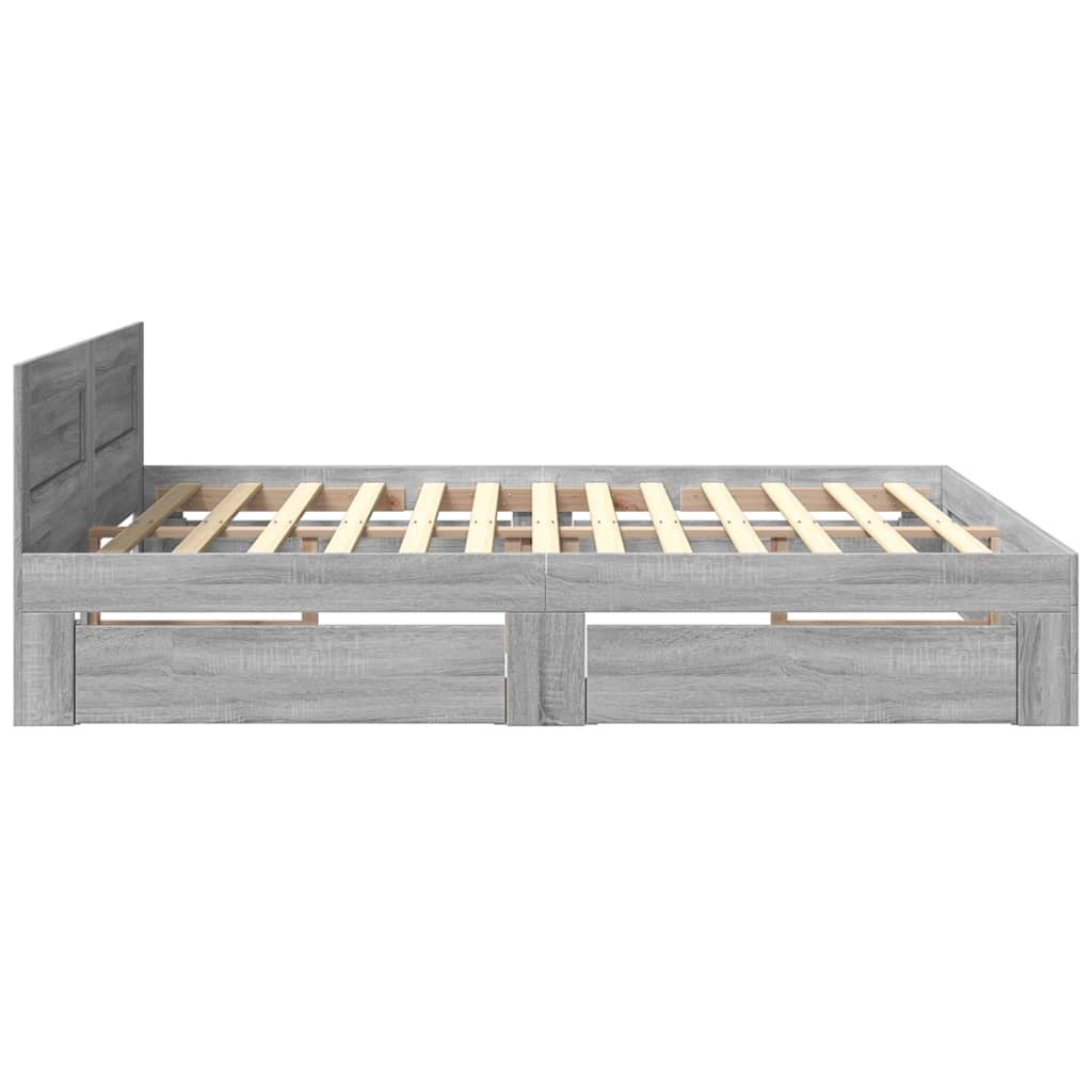 Modern Wooden Super King Size 180cm Bed Frame Base With Headboard & Drawers