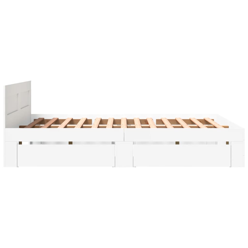 Modern Wooden Queen Size 160cm Bed Frame Base With Headboard & Storage Drawers