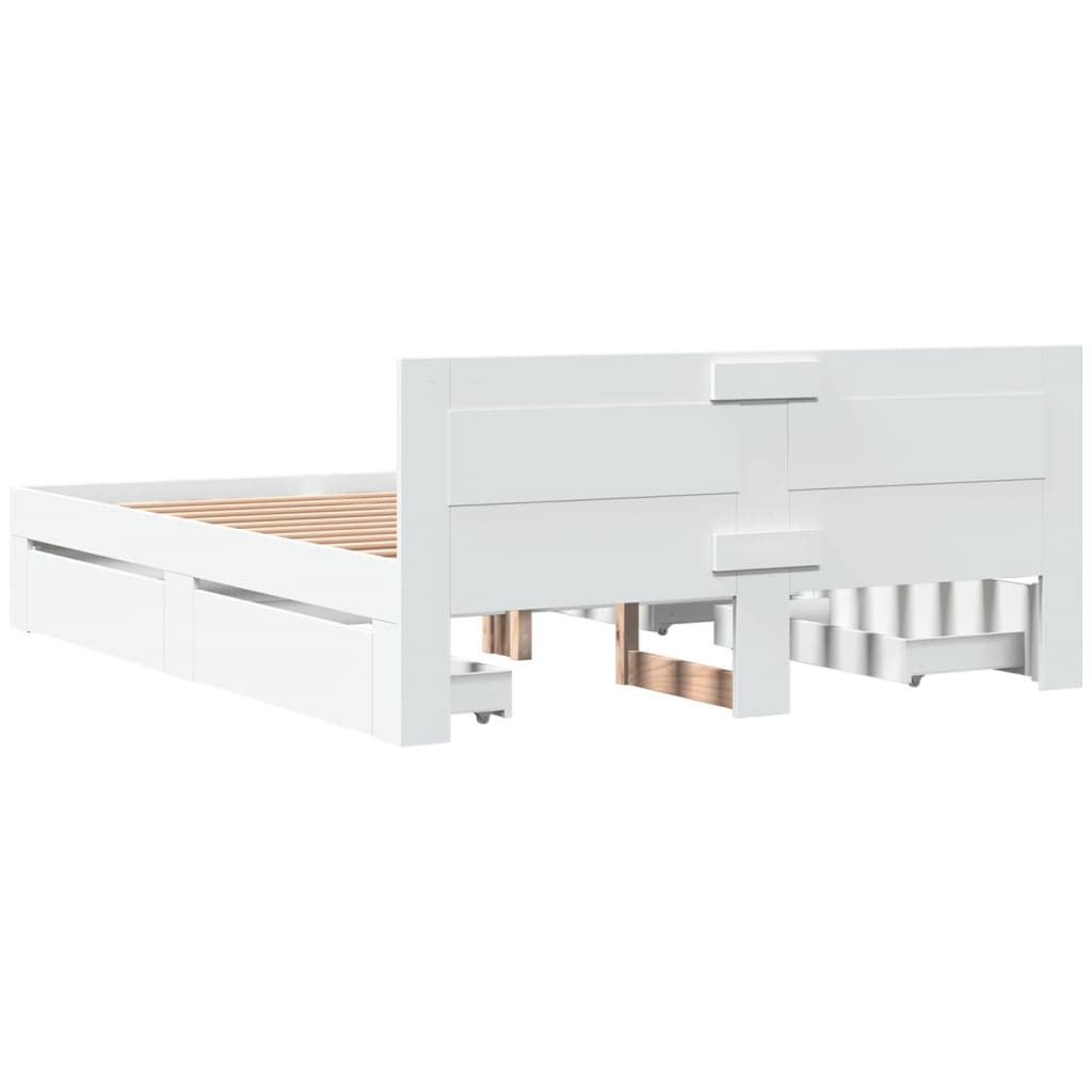Modern Wooden Queen Size 160cm Bed Frame Base With Headboard & Storage Drawers