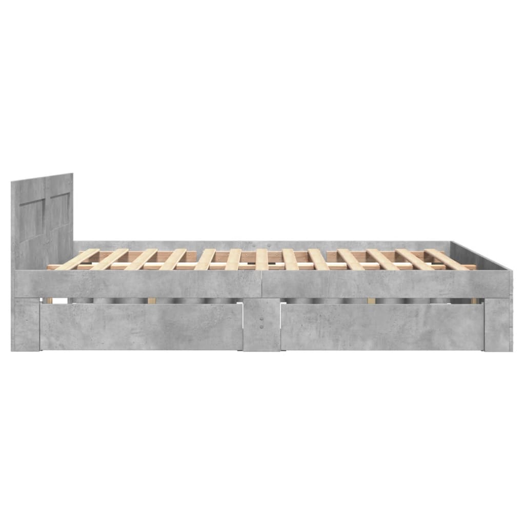Bed Frame with Headboard without Mattress Concrete Grey 140x200 cm