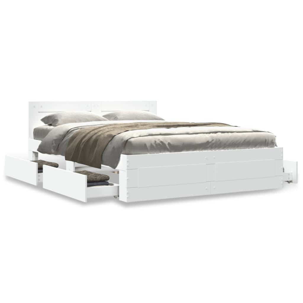 Bed Frame with Headboard without Mattress White 120x200 cm