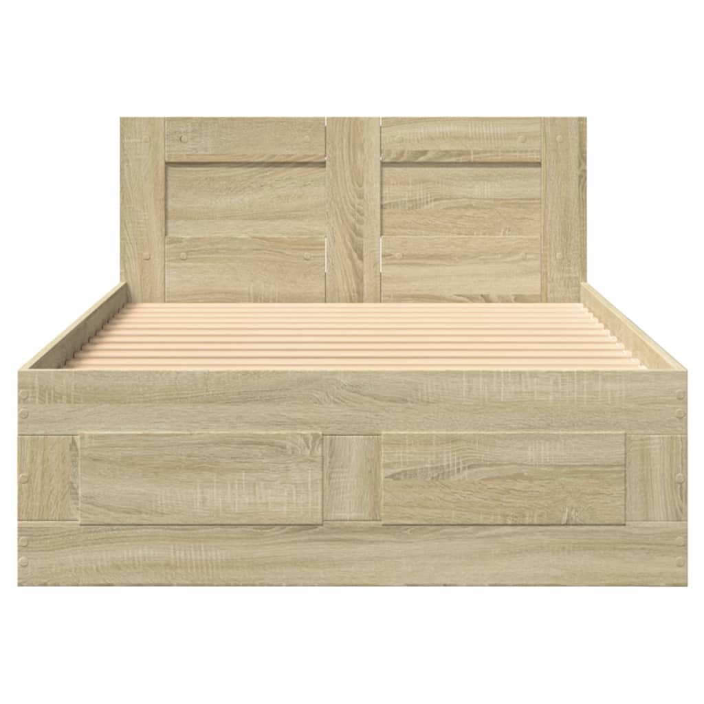 Bed Frame with Headboard without Mattress Sonoma Oak 100x200 cm