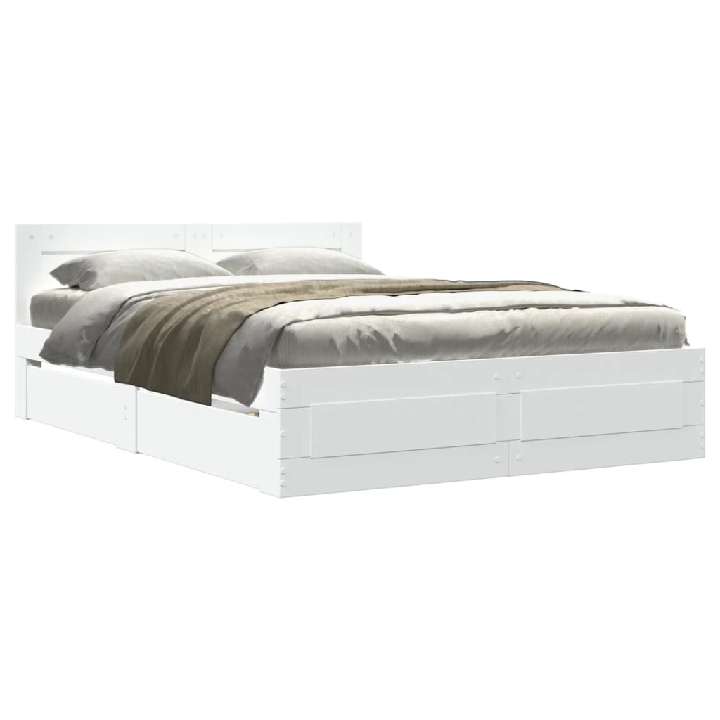 Bed Frame with Headboard without Mattress White 140x190 cm