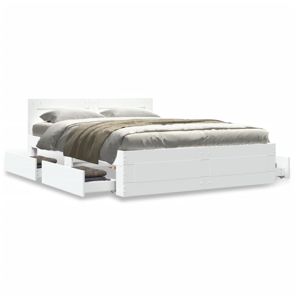 Bed Frame with Headboard without Mattress White 120x190 cm Small Double