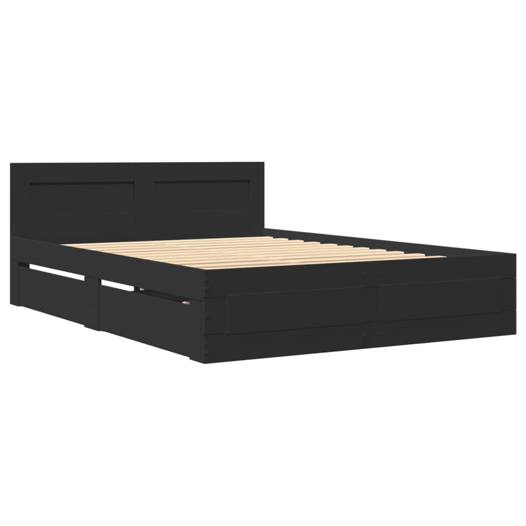 Bed Frame with Headboard without Mattress Black 120x190 cm Small Double