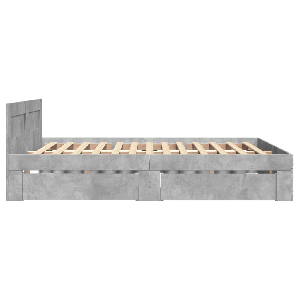 Bed Frame with Headboard without Mattress Concrete Grey 120x190 cm Small Double
