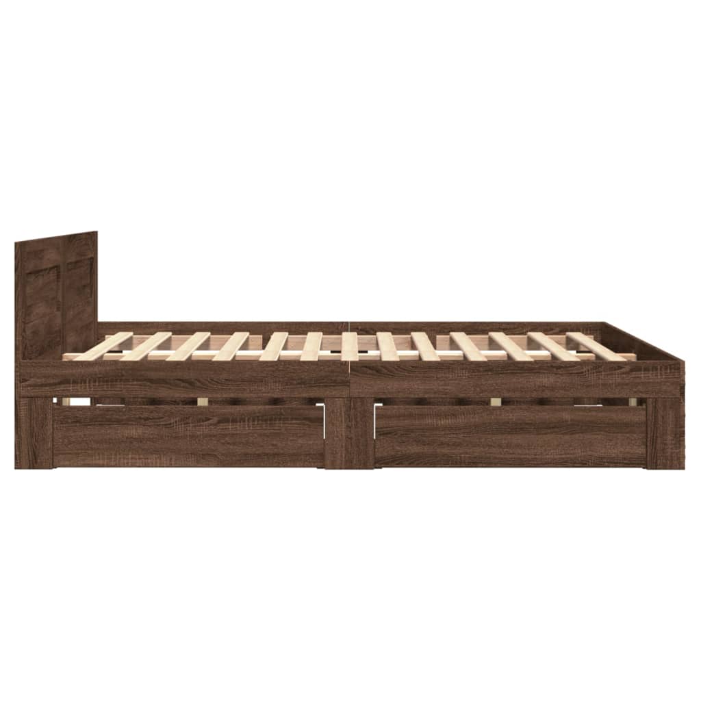 Bed Frame with Headboard without Mattress Brown Oak 120x190 cm Small Double