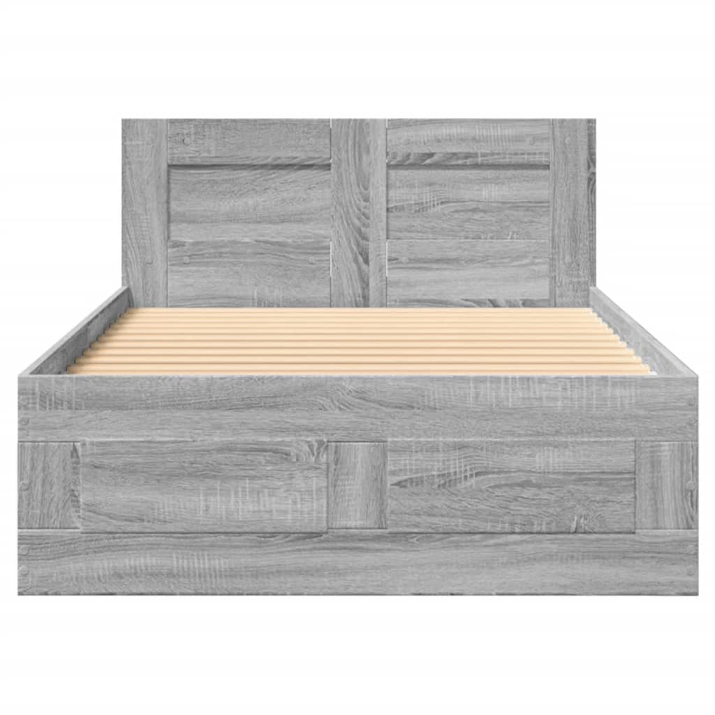 Bed Frame with Headboard without Mattress Grey Sonoma 90x190 cm Single