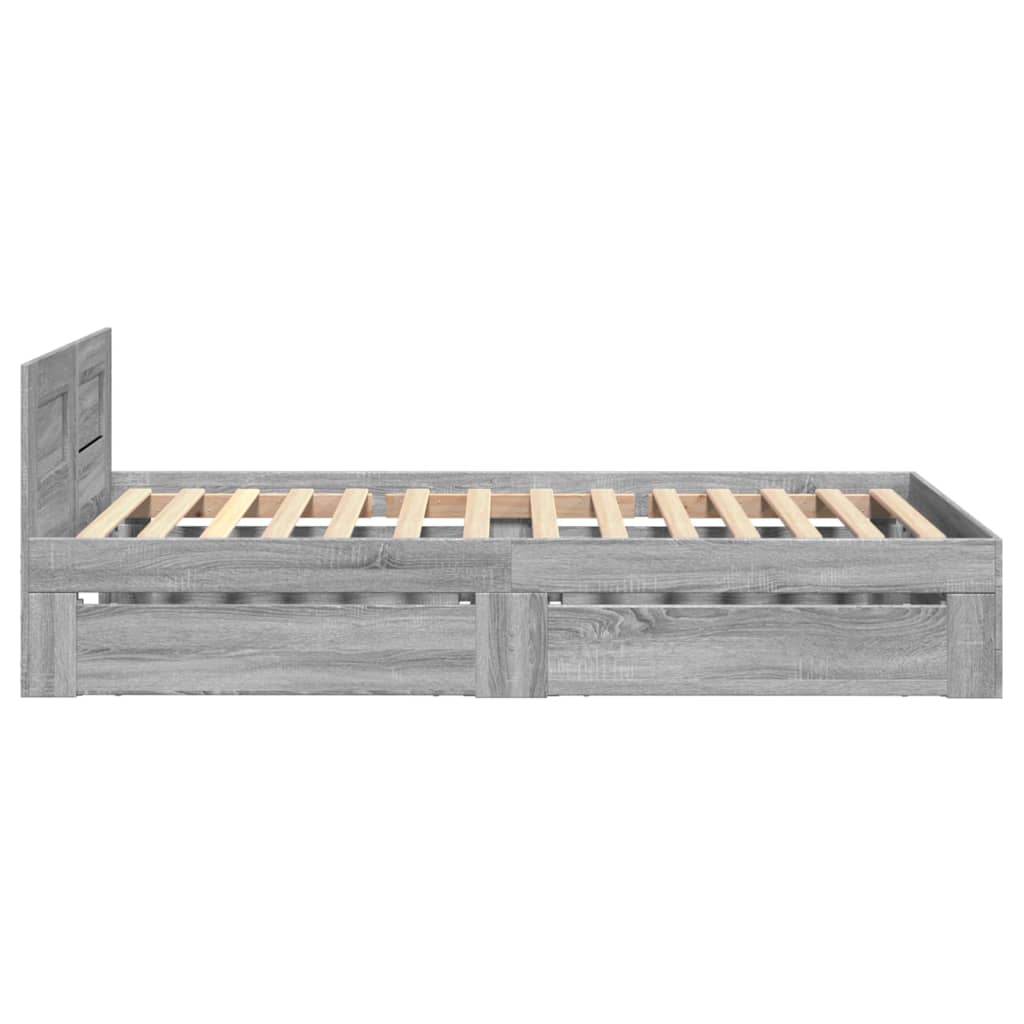Bed Frame with Headboard without Mattress Grey Sonoma 90x190 cm Single