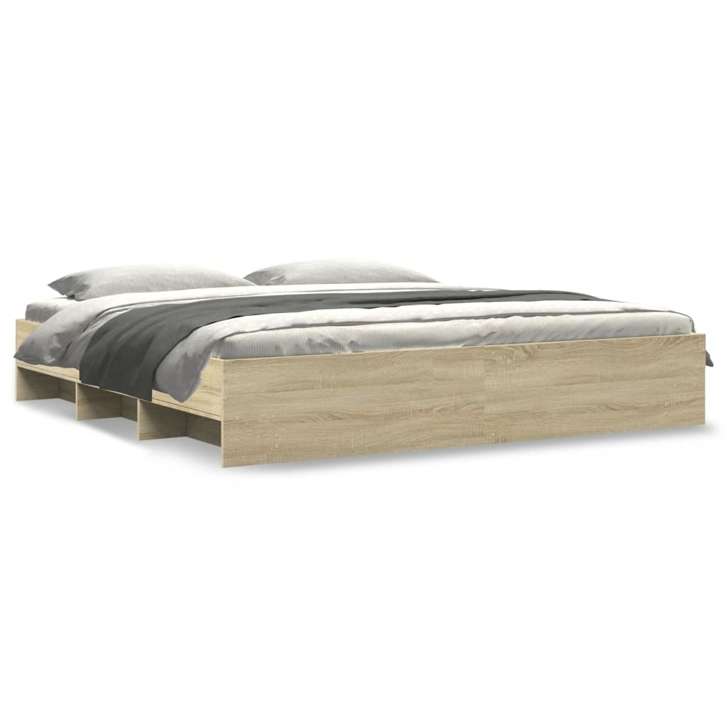 Modern Wooden Emperor Size 2m Bed Frame Base With Under Storage Space