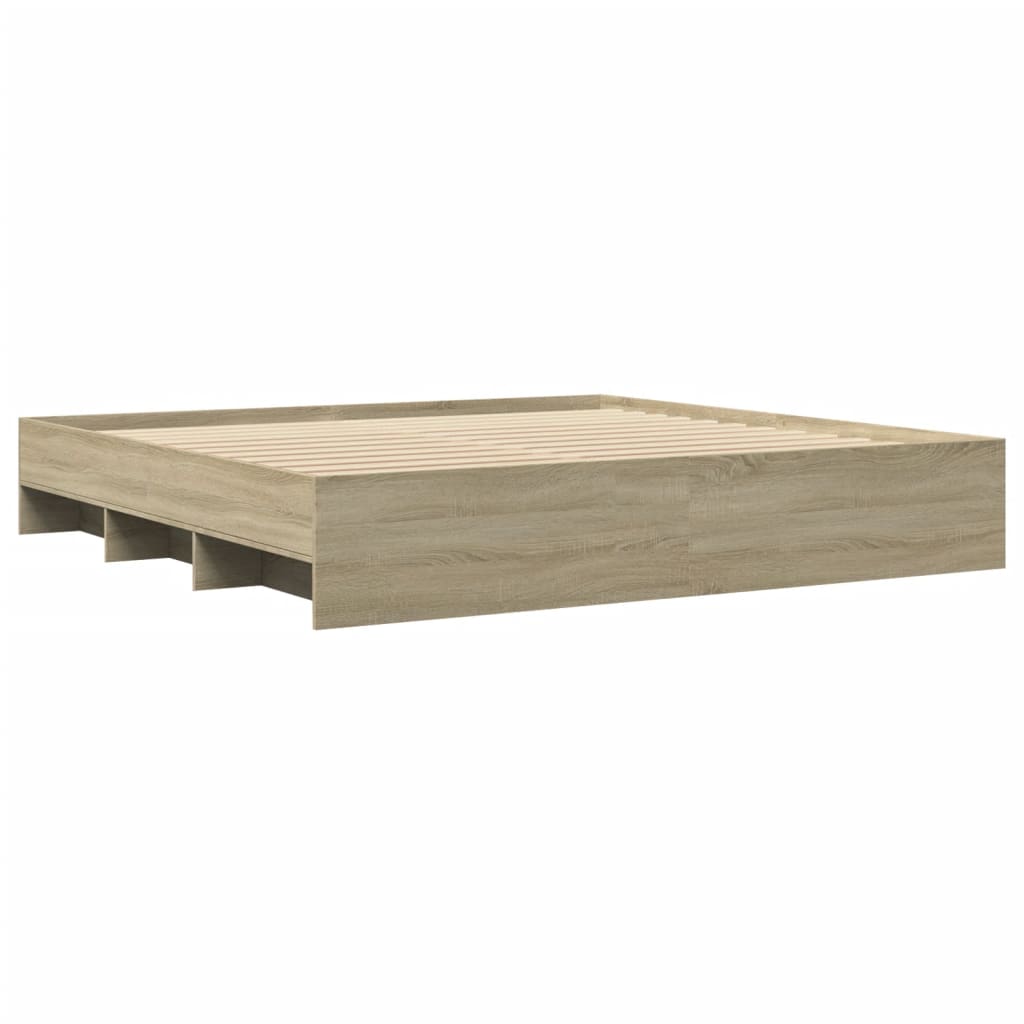 Modern Wooden Emperor Size 2m Bed Frame Base With Under Storage Space