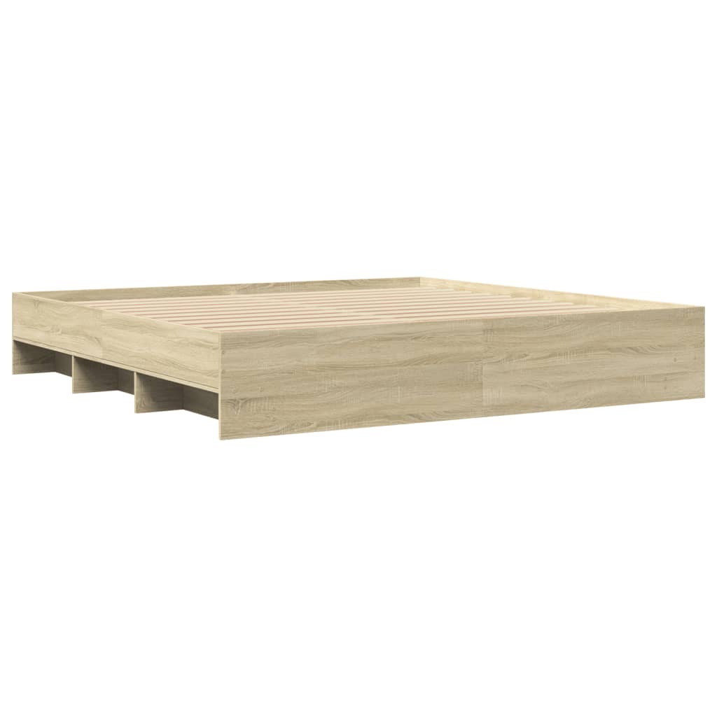 Modern Wooden Emperor Size 2m Bed Frame Base With Under Storage Space