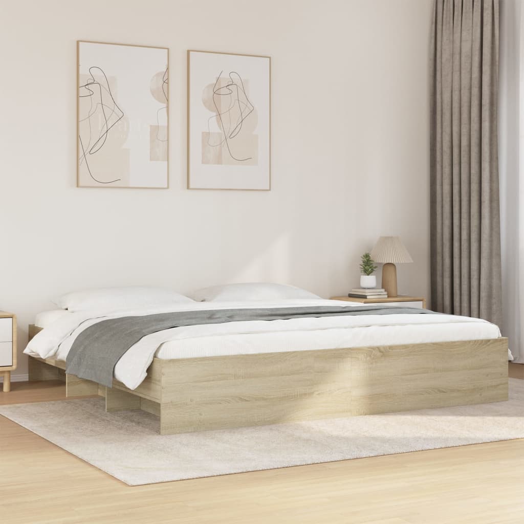 Modern Wooden Emperor Size 2m Bed Frame Base With Under Storage Space