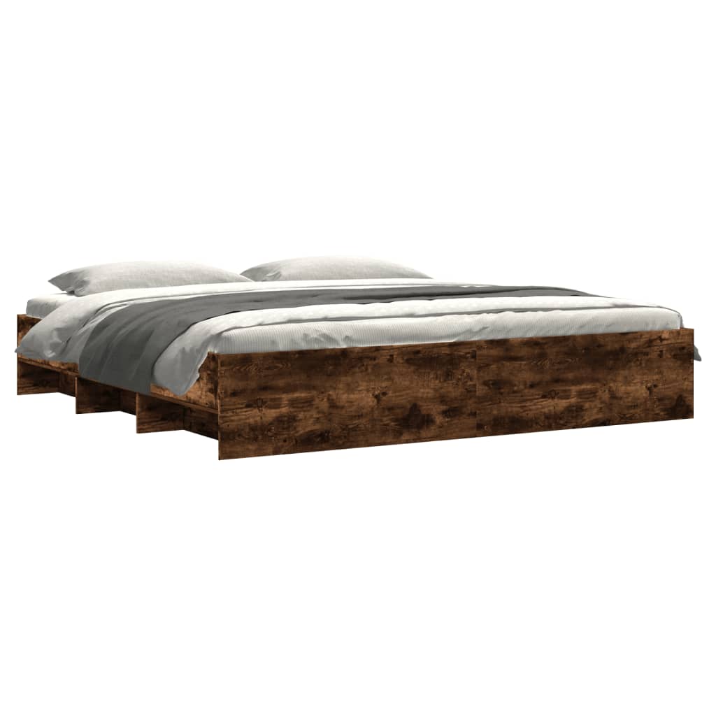 Modern Wooden Emperor Size 2m Bed Frame Base With Under Storage Space