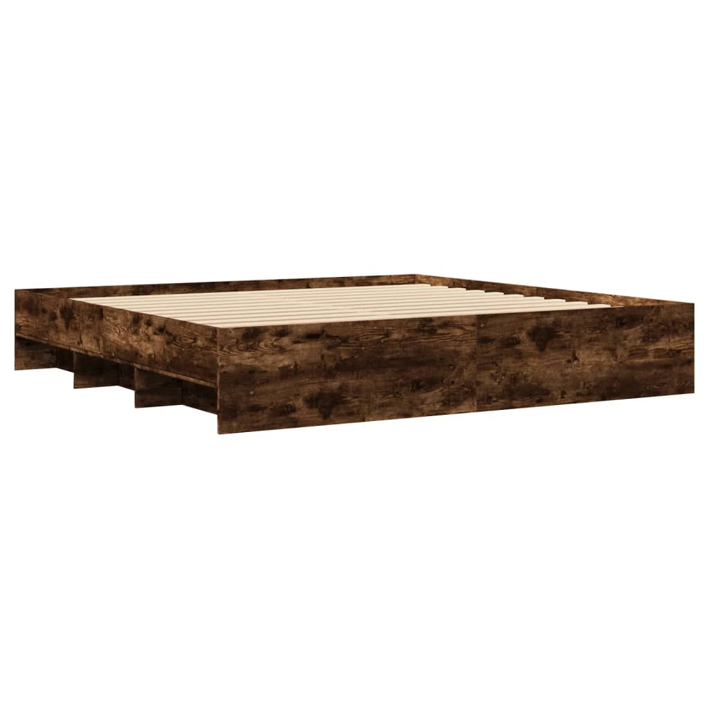 Modern Wooden Emperor Size 2m Bed Frame Base With Under Storage Space