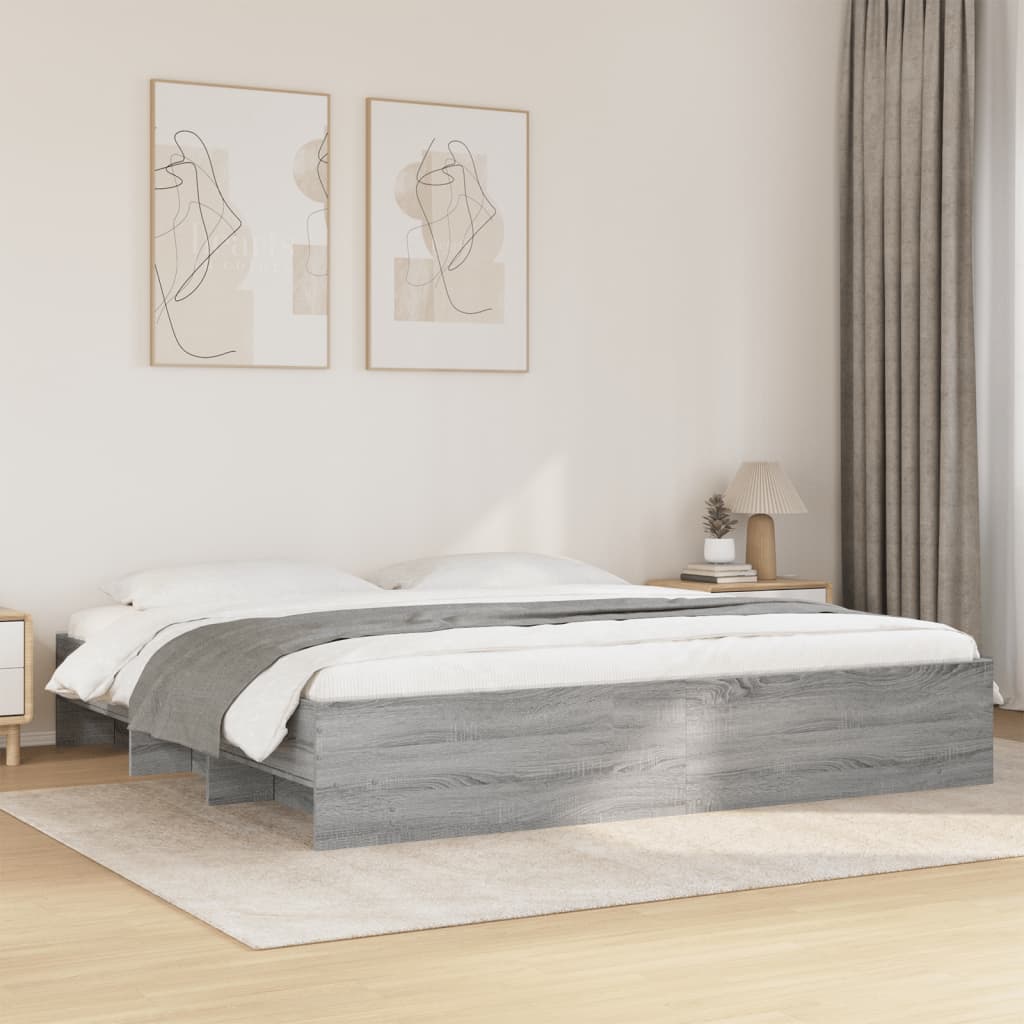 Modern Wooden Emperor Size 2m Bed Frame Base With Under Storage Space