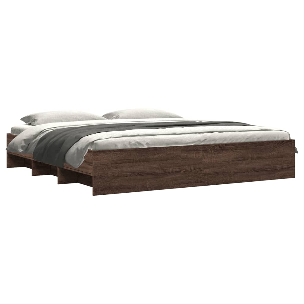Modern Wooden Emperor Size 2m Bed Frame Base With Under Storage Space