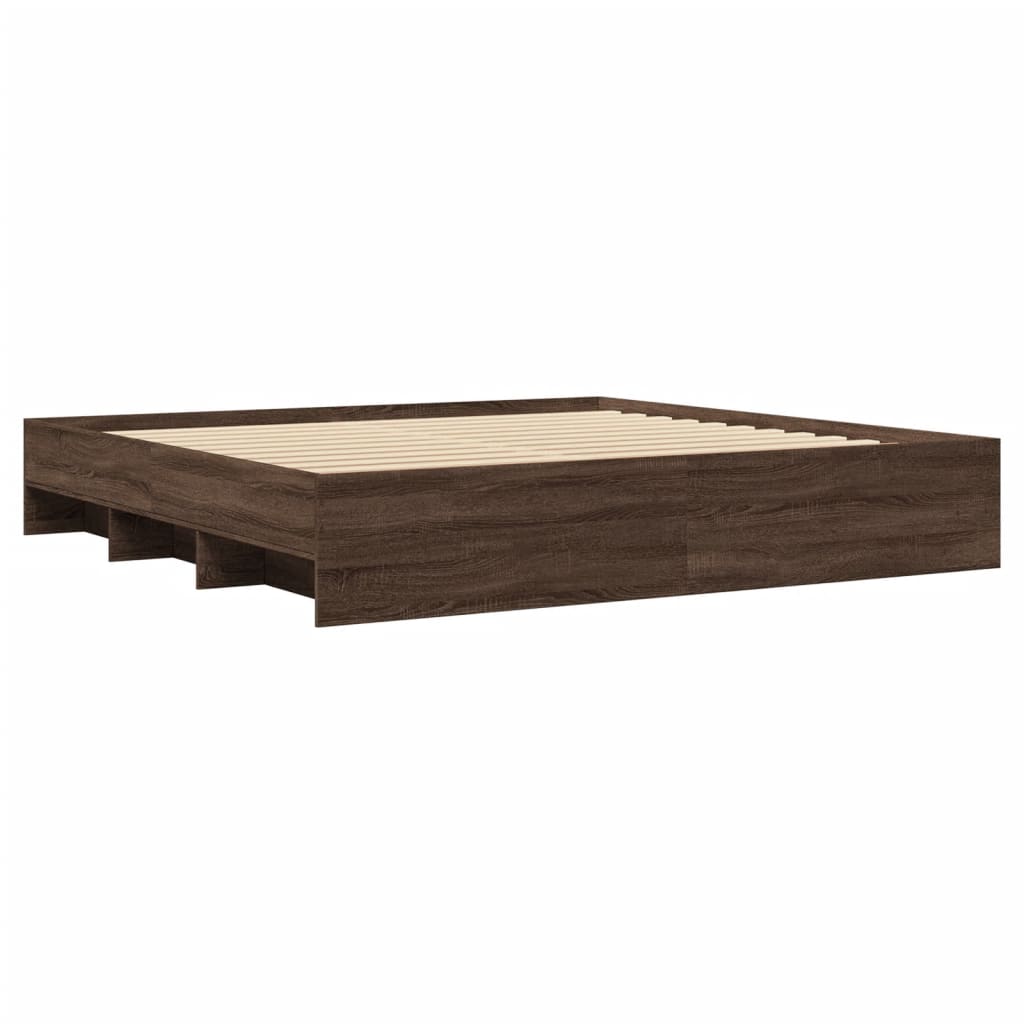 Modern Wooden Emperor Size 2m Bed Frame Base With Under Storage Space